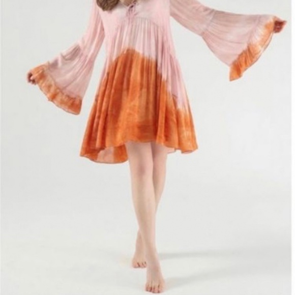 Beautiful Dress in Chiffon - By Young, Broke & Fabulous - L - NWT - Tie Dyed - Picture 6 of 12